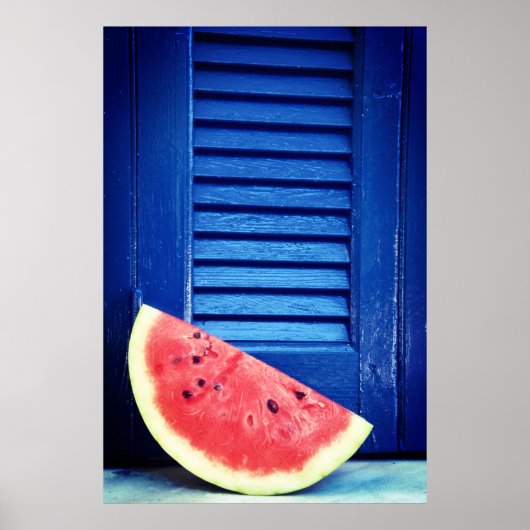 Wassermelone und blaues Fensterposter Poster (Vorne)