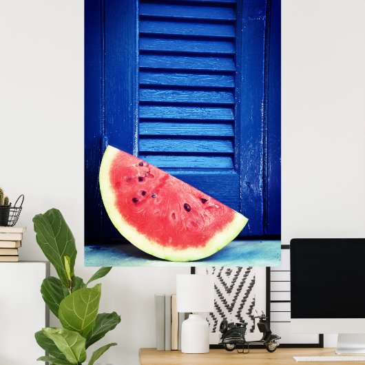 Wassermelone und blaues Fensterposter Poster (Heimbüro)