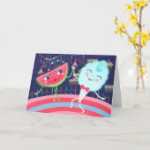 Wassermelone und Cotton Candy Carnival Geburtstag Karte (Gelbe Blume)