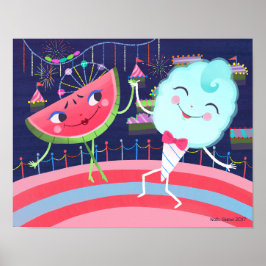 Wassermelone und Cotton Candy Carnival Poster