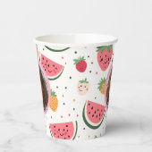 Wassermelone und Erdbeeren Foto und Name Paper Pappbecher (Links)