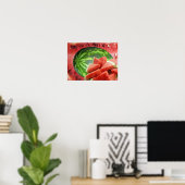 Wassermelone und geschnittene Scheiben Kleine Poster (Heimbüro)