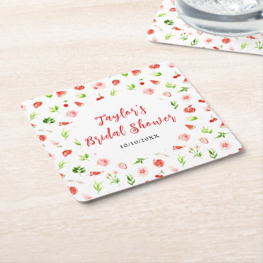 Wassermelone und Granatapfel-Brautparty Rechteckiger Pappuntersetzer (angewinkelt)