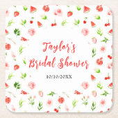 Wassermelone und Granatapfel-Brautparty Rechteckiger Pappuntersetzer (Vorderseite)