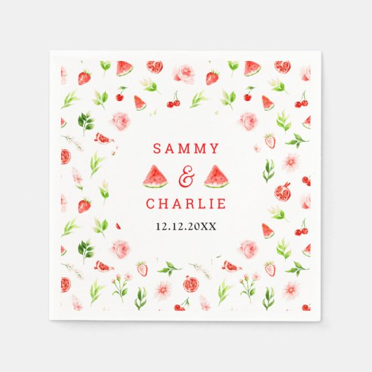 Wassermelone und Granatapfel Serviette (Vorderseite)