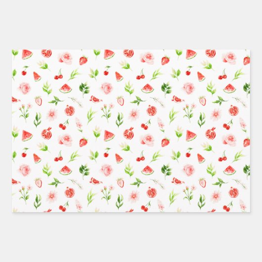 Wassermelone und Granatapfelmuster Geschenkpapier Set (Vorderseite)