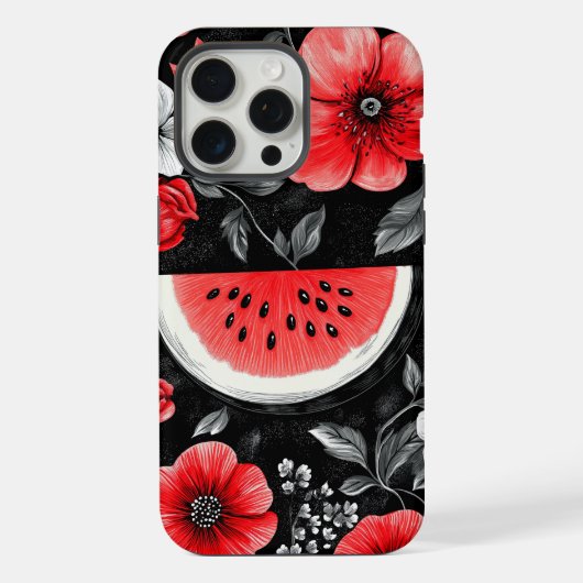 Wassermelone und Mohn iPhone Hülle (Rückseite)