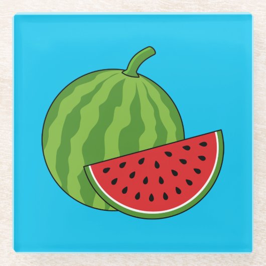 Wassermelone und Schnitte Glasuntersetzer (Vorderseite)