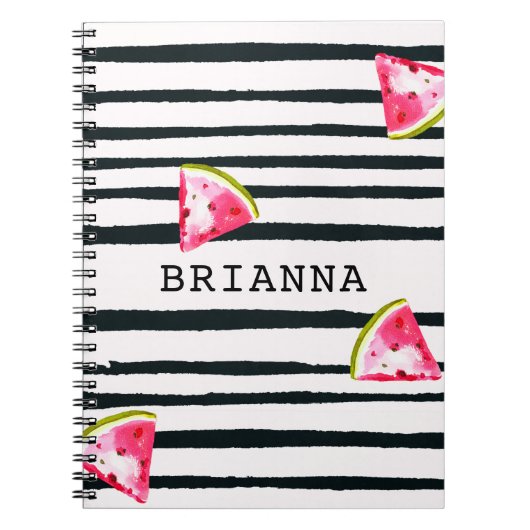 Wassermelone und Schwarzer Streifen Sommerchic Notizblock (Vorderseite)