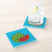 Wassermelone und Slice Glasuntersetzer (Schrägansicht)