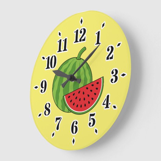 Wassermelone und Slice Große Wanduhr (Winkel)