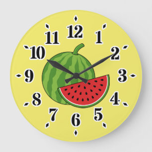 Wassermelone und Slice Große Wanduhr