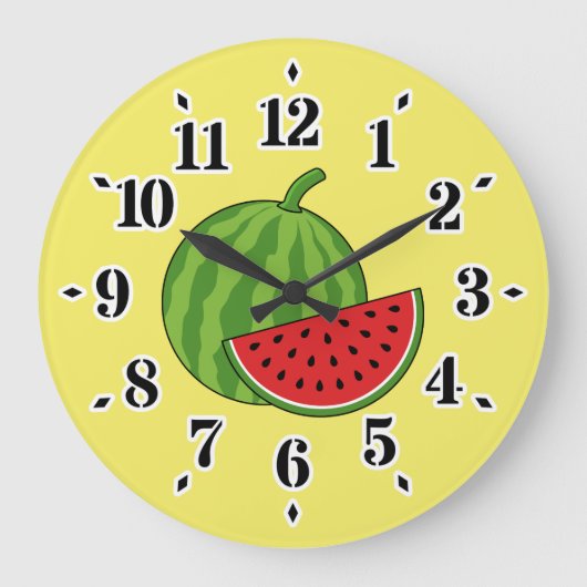 Wassermelone und Slice Große Wanduhr (Vorderseite)