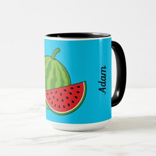 Wassermelone und Slice | Name hinzufügen Tasse (VorderseiteRechts)