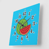Wassermelone und Slice Quadratische Wanduhr (Winkel)