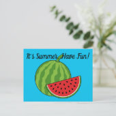 Wassermelone und Slice | Text hinzufügen Postkarte (Stehend Vorderseite)