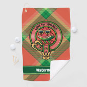 Wassermelone Wappen über Tartan Golf Handtuch (Insitu)