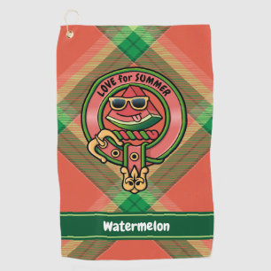 Wassermelone Wappen über Tartan Golf Handtuch