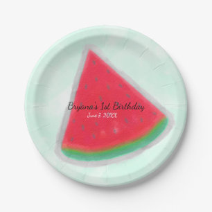 Wassermelone Wasserfarbe Geburtstagsfeier Personal Pappteller