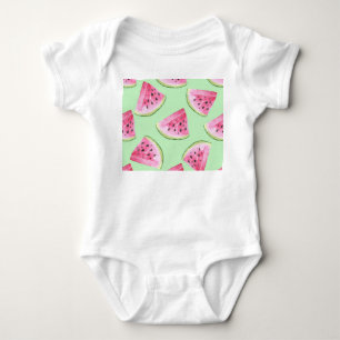 Wassermelone Wasserfarbe, nahtlose Sommermuster. Baby Strampler