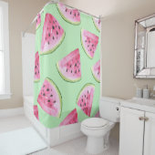Wassermelone Wasserfarbe, nahtlose Sommermuster. Duschvorhang (Beispiel)