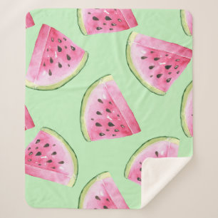 Wassermelone Wasserfarbe, nahtlose Sommermuster. Sherpadecke