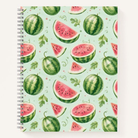 Wassermelone Wasserfarbe Sommer Frucht Muster Notizblock (Vorderseite)