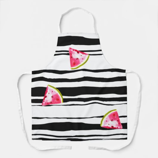 Wassermelone Wecken auf Schwarz Streifen Weißes Mu Schürze (Vorderseite)