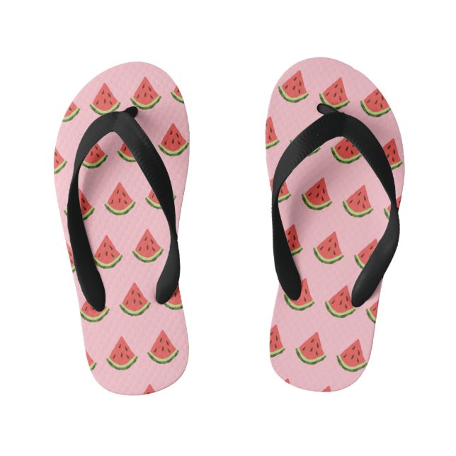 Wassermelone Wedges Kinder Flip Flops (Rosa & Rot) Kinderbadesandalen (Fußbett)