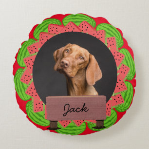Wassermelone Weihnachtsfeiertag Custom Dog Foto Rundes Kissen