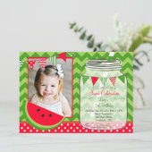 Wassermelone-Zickzack Anhänger-Party-Geburtstag Einladung (Stehend Vorderseite)
