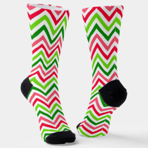 Wassermelone Zickzack Muster Socken