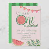Wassermelone zum ersten Geburtstag Einladung (Vorne/Hinten)