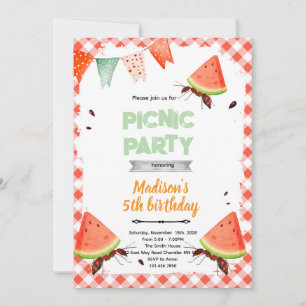 Wassermelonen-Ameisen-Picknick-Party-Einladung Einladung