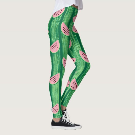 Wassermelonen-Aquarellmuster Leggings (Rechts)