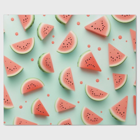 Wassermelonen auf Grün Geschenkpapier (Flach)