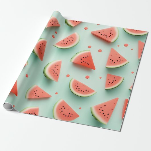 Wassermelonen auf Grün Geschenkpapier (Ungerollt)