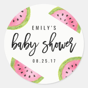 Wassermelonen-Baby-Party Runder Aufkleber