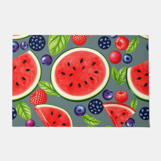 Wassermelonen-Beeren-Sommer-Muster Fußmatte (Vorderseite)