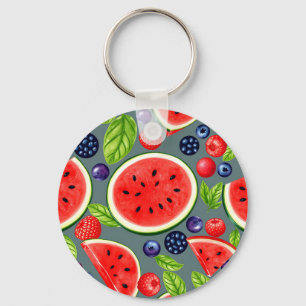 Wassermelonen-Beeren-Sommer-Muster Schlüsselanhänger