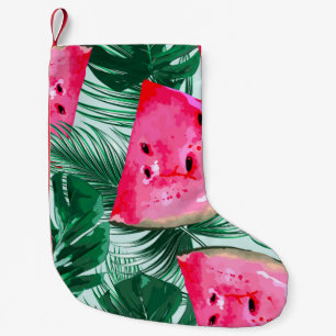 Wassermelonen, Blätter aus Palmen: tropisches naht Kleiner Weihnachtsstrumpf