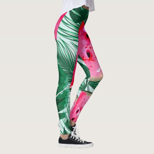 Wassermelonen, Blätter aus Palmen: tropisches naht Leggings (Rechts)