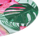 Wassermelonen, Blätter aus Palmen: tropisches naht Schneidebrett (Ecke)