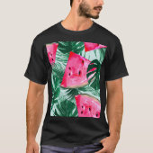 Wassermelonen, Blätter aus Palmen: tropisches naht T-Shirt (Vorderseite)