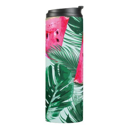 Wassermelonen, Blätter aus Palmen: tropisches naht Thermosbecher (Nach links gedreht)
