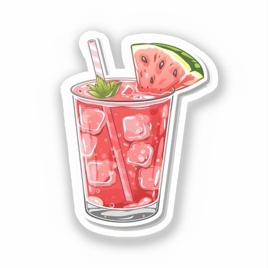 Wassermelonen-Eiskaltgetränk Aufkleber (Vorderseite)