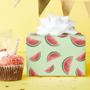 Wassermelonen-Fruchtmuster auf Grün Geschenkpapier