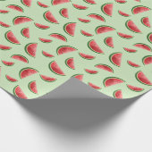 Wassermelonen-Fruchtmuster auf Grün Geschenkpapier (Ecke)