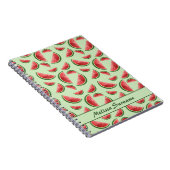 Wassermelonen-Fruchtmuster auf Grün mit benutzerde Notizblock (Rechte Seite)