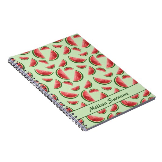 Wassermelonen-Fruchtmuster auf Grün mit benutzerde Notizblock (Rechte Seite)